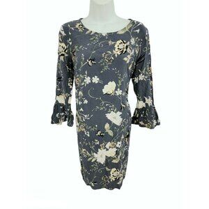 Old Navy Gray Floral Rayon Shift Dress Size S